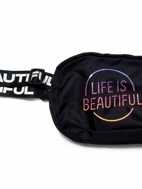 Life Is Beautiful Black Crossbody Belt Bag